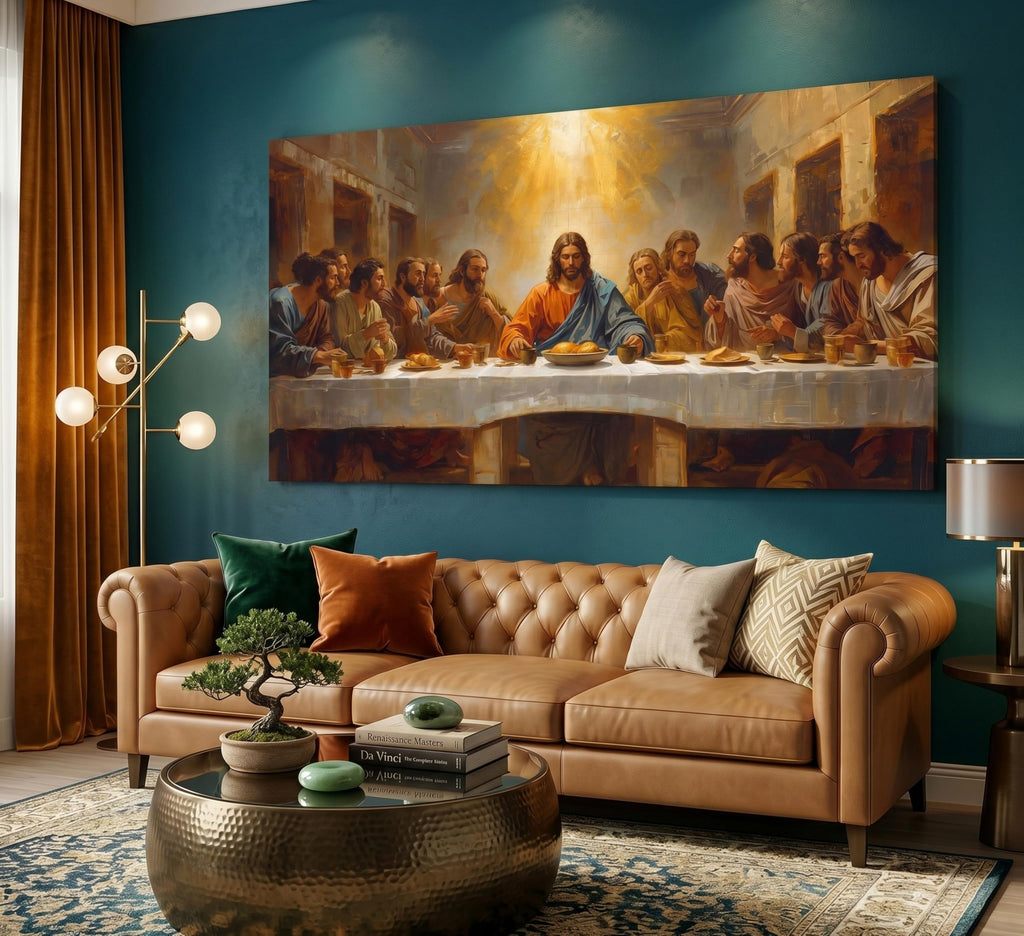 Large The Last Supper Wall Art, Jesus Christ Religious Canvas Print Poster, Christian Wall Decor for Church Living