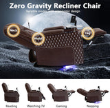 Power Zero Gravity Recliner Chair for Adults Breathable Leather Electric Recliners Adjustable Home Theater Seating