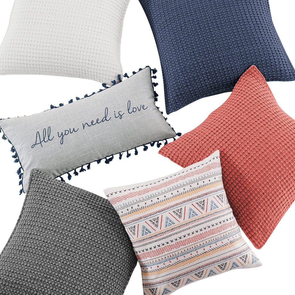Mills Waffle - Decorative Pillow - Poly Filled - Bright White - Sham Size (20 x 20in.)