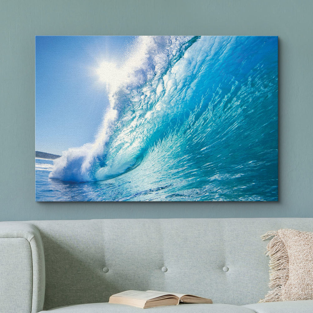 Surf a Tropical Blue Wave - Canvas Art Home Art - 32x48 inches