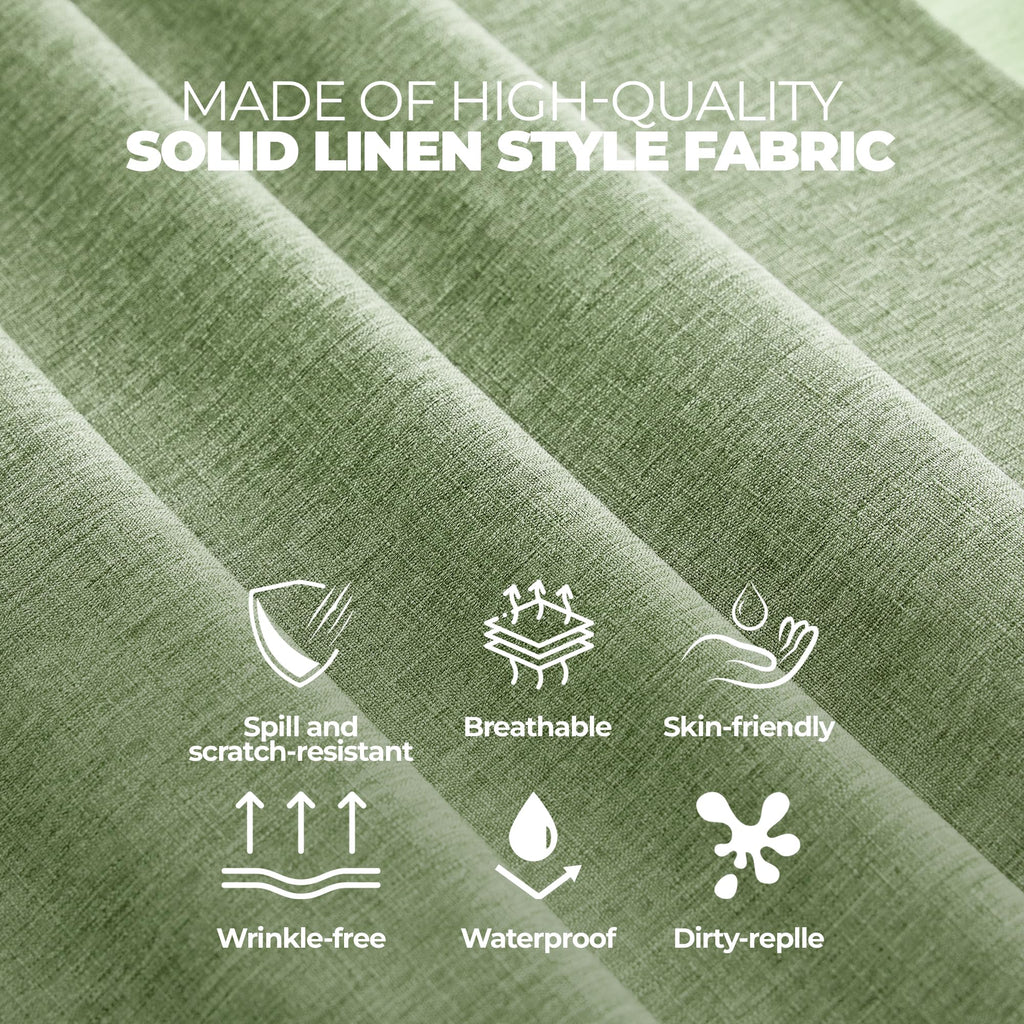 Faux Linen Rustic Round Tablecloth for Coffee Table, Decorative Waterproof Outdoor Anti-Scratch Table Cloth Cover for