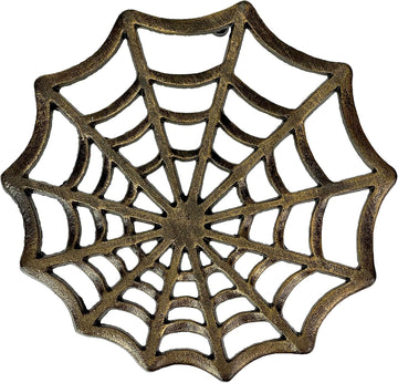 Cast Iron Trivet, Spider Web 8 Inch Bronze Gothic Hot Pad
