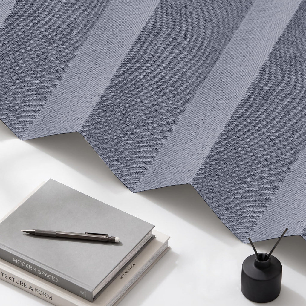 Accordion Blackout Memory Trained Pleated Curtains with Magnetic Closure, Room Darkening Window Treatment Panel