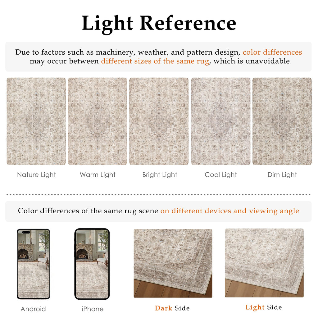 2x6 Washable Runner Rug Beige Vintage Traditional Oriental