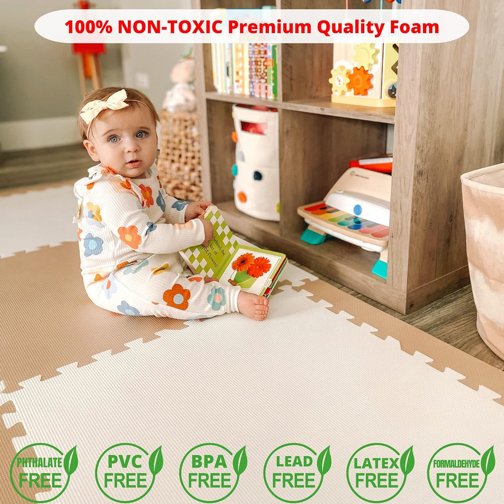 Extra Large Baby Play Mat Tiles Thick Foam Non-Toxic Floor Puzzle Mat Interlocking Activity Playmat for Infants