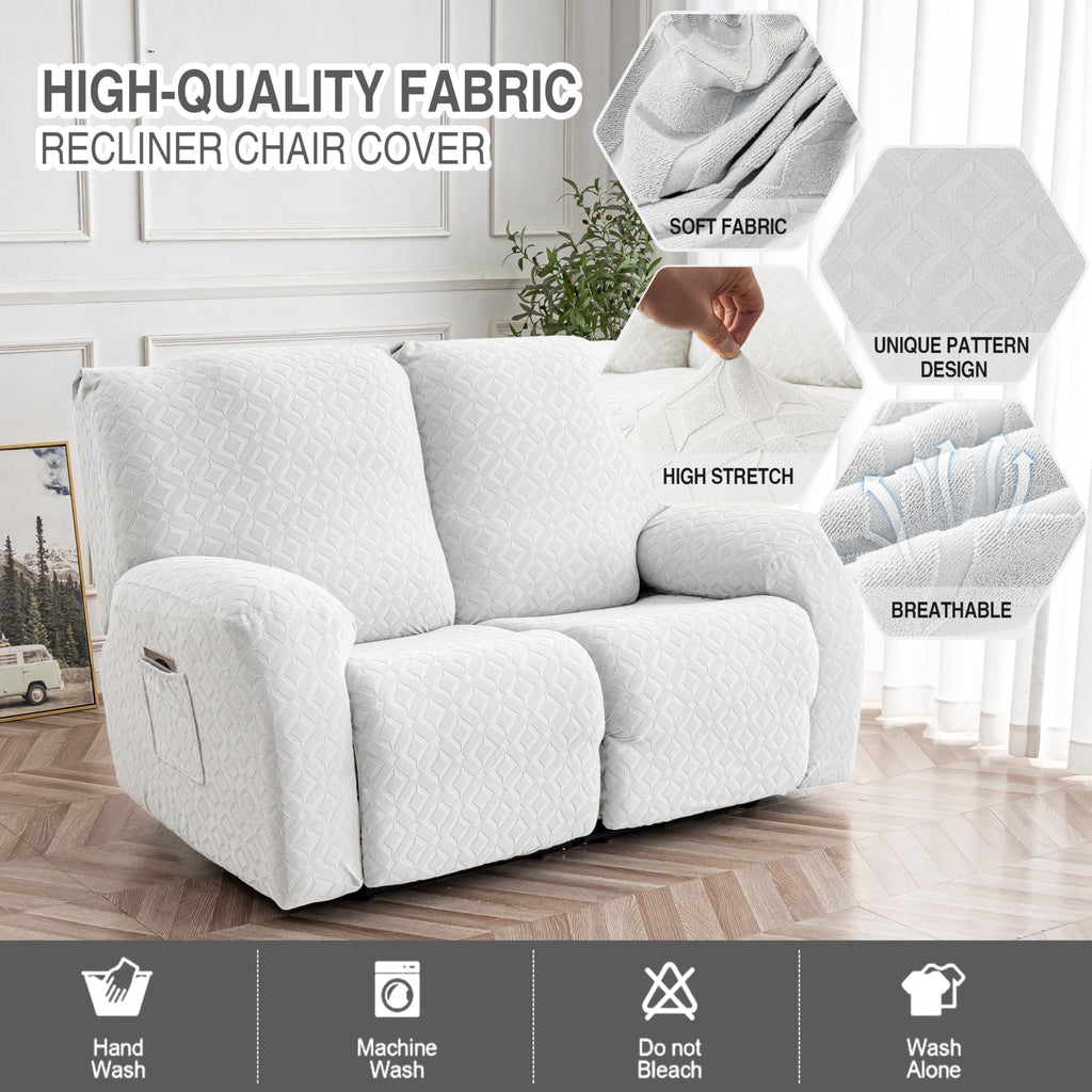 Waterproof Recliner Loveseat Cover, 2 Seat Couch Cover, Ivory White