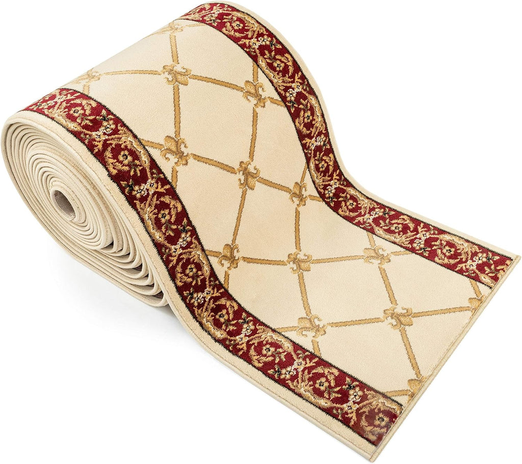 Custom Size Hallway & Stair Runner- Choose Your Length - Patrician Trellis Ivory French Traditional 31 Inch Wide x 12