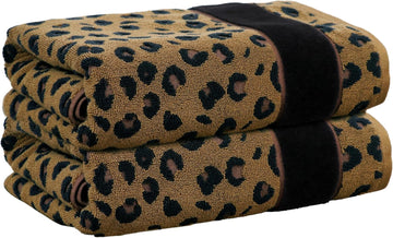 Oversized Bath Sheet - 2 Pack 100% Cotton Animal Print Towels | Extra Large 35 x 84 Leopard Cheetah Africa Safari 500