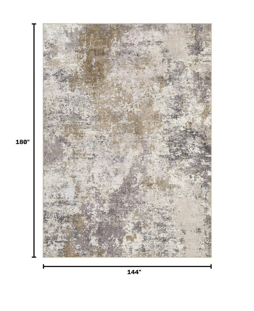 Abstract Washable Area Rugs -Brown Grey