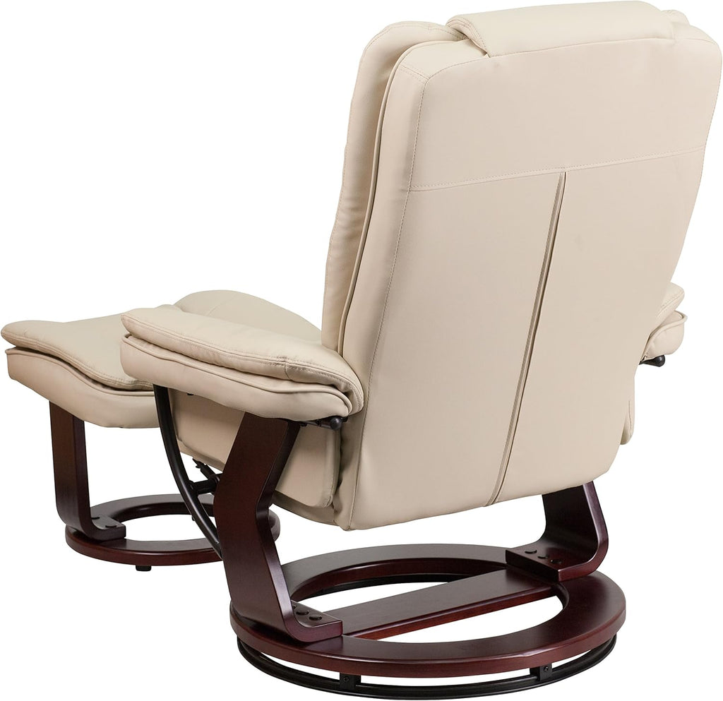Modern Reclining Swivel Lounge Chair and Ottoman — Beige