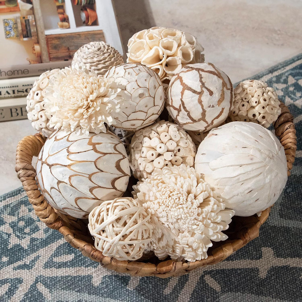 Large Decorative Balls Bowl Filler Decor Orbs White & Cream (Natural White)