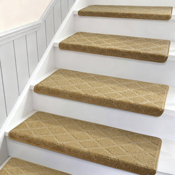 Stair Treads for Wooden Steps Non-Slip 14 Pcs Bullnose Stair Runner