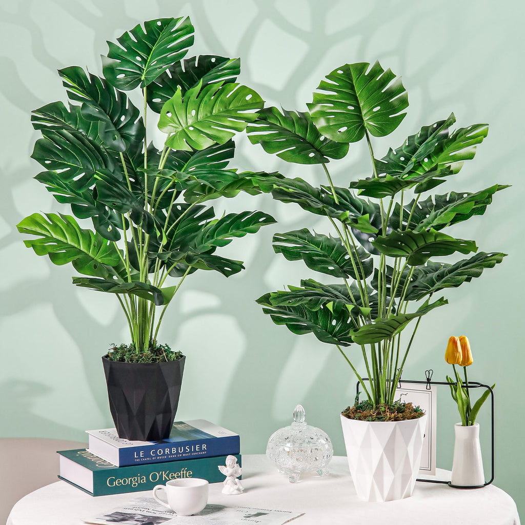2 Pack 28" Tall Fake Plants, Monstera Plants Decor