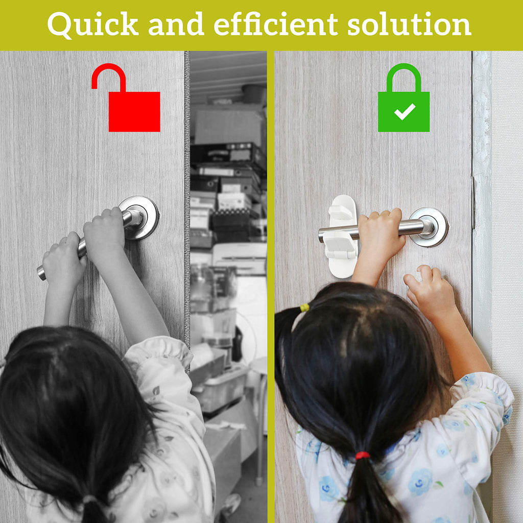 Lever Lock (1 Pack) Prevents Toddlers from Opening Doors. 3.25" L * 1.5" W * 4.5" H Easy One Hand Operation for