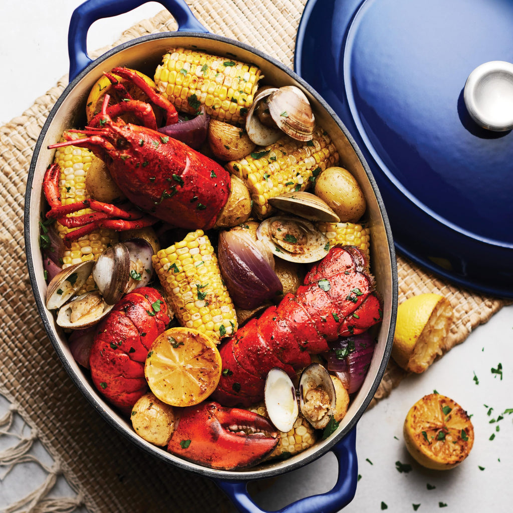 Bestow Enameled Cast Iron 7-Qt Oval Dutch Oven Pot with Lid