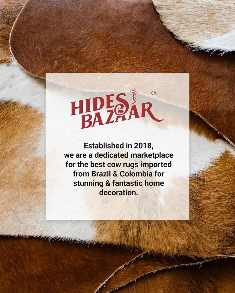 Brown Salt and Pepper Cowhide Rug 6x7 ft, Real Leather Rug | Brown and white salt and pepper speckles. Genuine hair