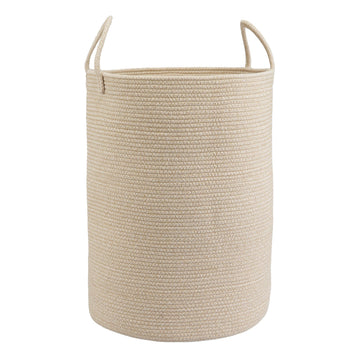 Woven Cotton Rope Laundry Basket Hamper, 16" x 22" Large Oatmeal