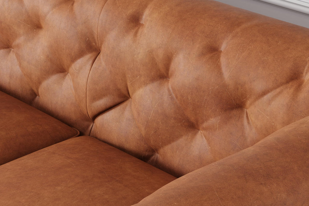 Avery Leather Couch 89" | Top Grain Nappa 11000 Leather 3 Seater with Tufted Back, Solid Wood Frame, Plush