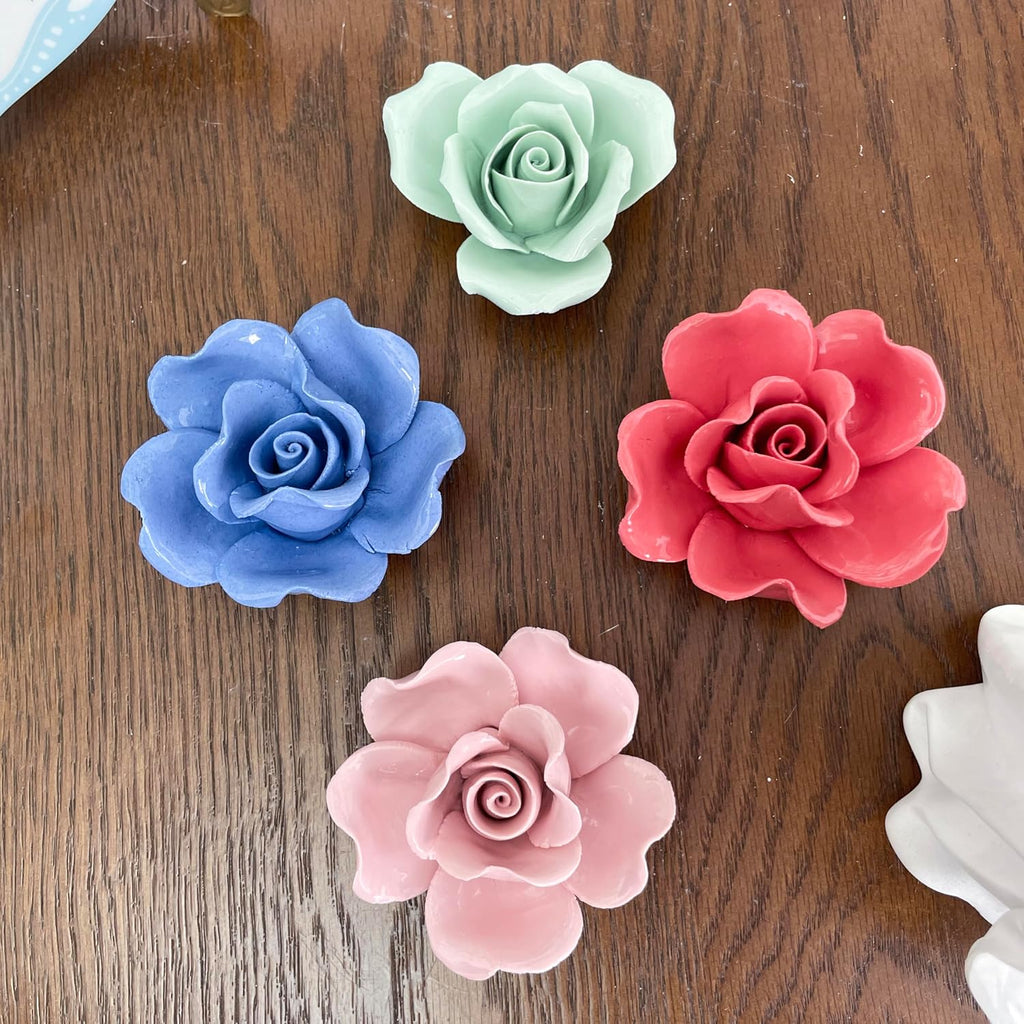 Rose, 3.54" Ceramic Flower Wall Art, 3D Wall Hanging Decor,Artificial Flower Wall Sculpture,Handcrafted 3D Hanging