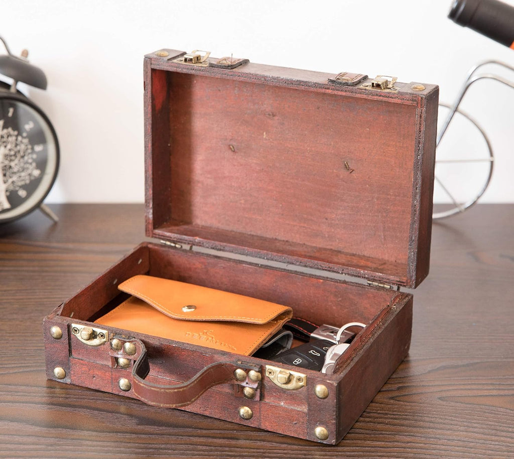 (TM Old-Fashioned Small Suitcase/Decorative Box with Straps