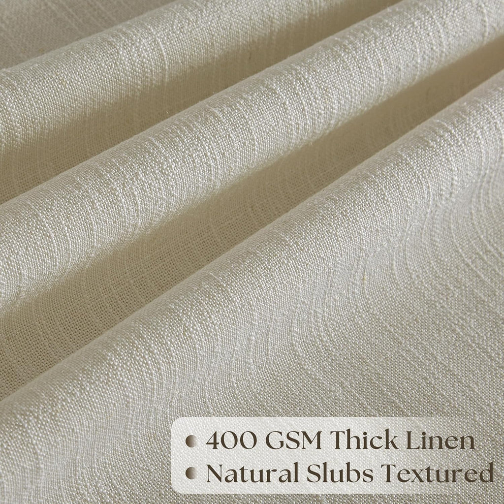 Flax Burlap 90 Inch Pinch Pleated Linen Curtains for Living Room Thick Linen Textured Drapes 90 Inches Long Pinch