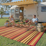 Outdoor Plastic Straw Rug Waterproof Patio 8x10 Red Orange Stripe Mat for Porch Camping RV Balcony D