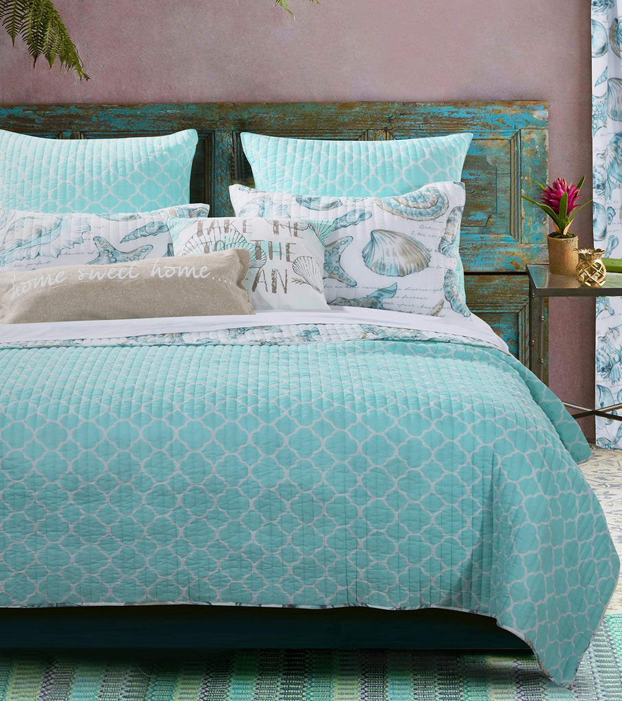 Barefoot Bungalow - GL-1709GMSK Cruz Coastal Quilt Set, 3-Piece, White