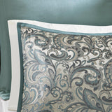 24 Piece Faux Silk Paisley Queen Comforter Set with Matching Curtains, Down Alternative Hypoallergenic