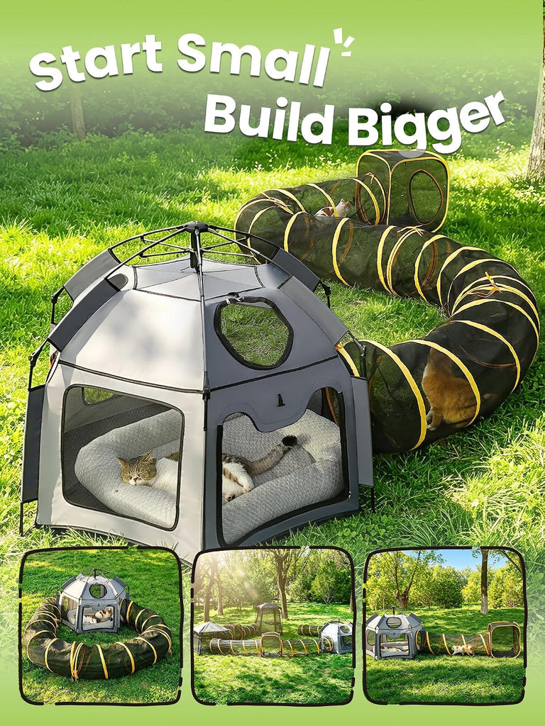Catio Outdoor Cat Enclosure, 55" Extra Large Catio Pop Up Indoor Outdoor, Portable Cat Playpen Weatherproof