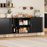 Sideboard Buffet Cabinet with Storage,Mid Century Modern Fluted Accent Coffee Bar Console Table,Tambour Sliding Doors&