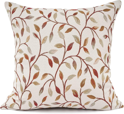 Classical Embroidery Jacquard Beige Leaf Pattern Square Decorative Throw Pillow Case Cushion Cover 18 x 18 inch