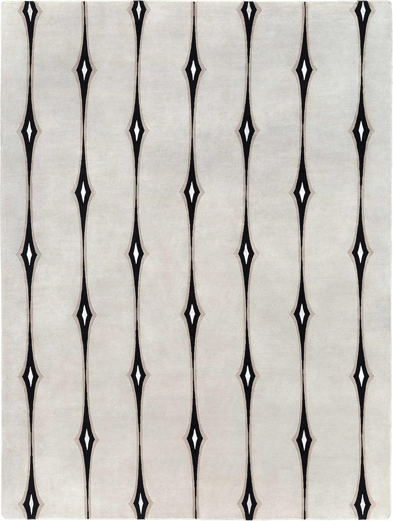 Smartt Wool Area Rug - Striped Diamond Geometric Abstract Trellis - Contemporary Modern Minimalist Transitional