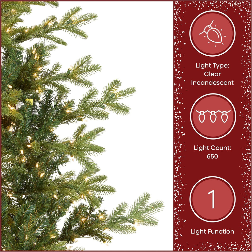 Tree Company 6.5ft Pre-Lit Norwegian Spruce Christmas Tree | 650 Clear Lights, 956 Feel Real Tips, Includes Stand