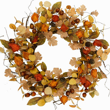 Artificial Fall Wreath for Front Door Autumn Wreath Decor