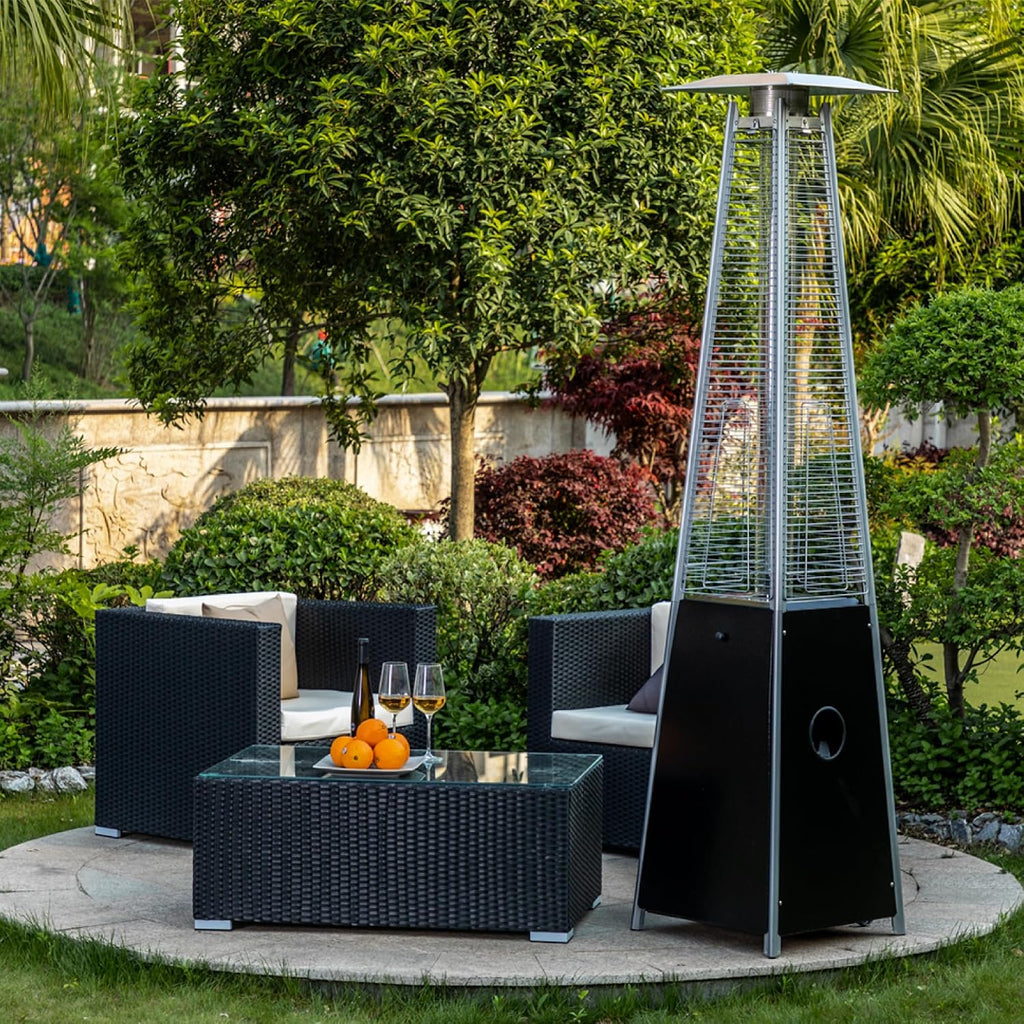 Outdoor Pyramid Patio Heater, 40,000 BTU Propane Patio Heater with Glass Tube, Pulse Ignition & Triple Safety