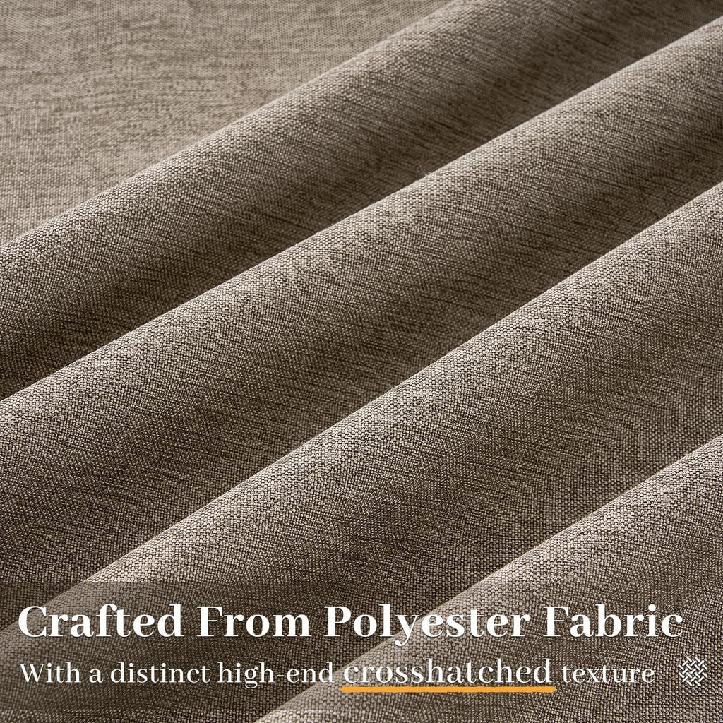 105 Inches Length Pinch Pleated Linen Curtains 2 Panels Burlywood