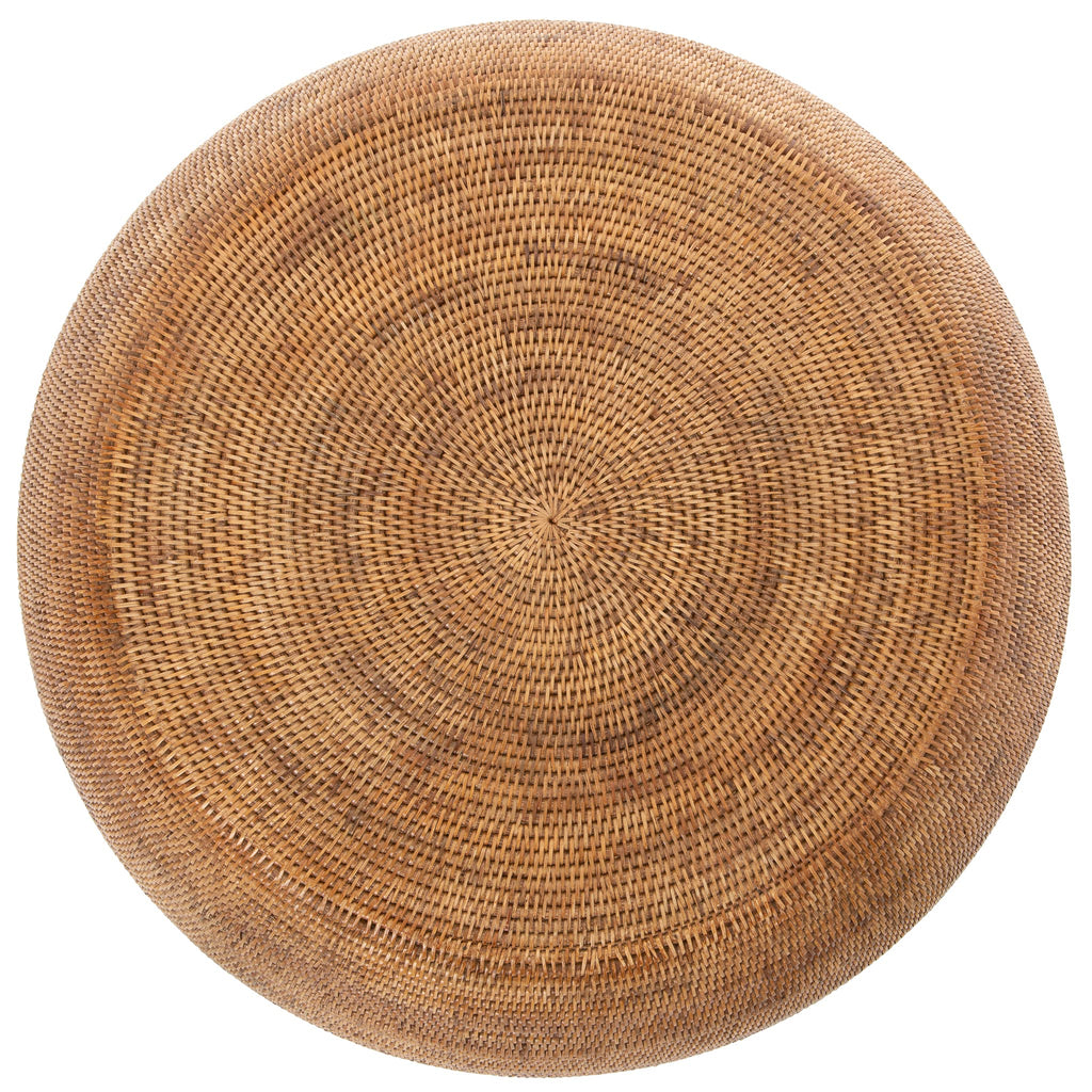 La Jolla Round Rattan Coffee Table, Boho Drum Table, Honey Brown
