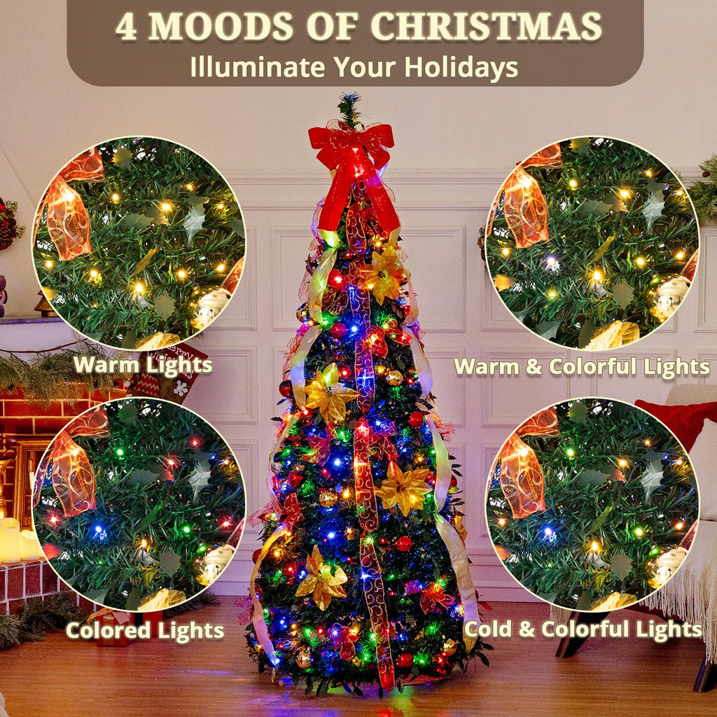 6 FT Pre Decorated Pull-Up with Colorful Lights & Remote