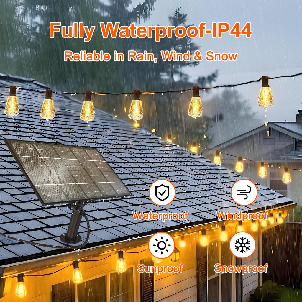 55FT Solar String Lights, Outdoor with Remote 24+2 ST38 LED