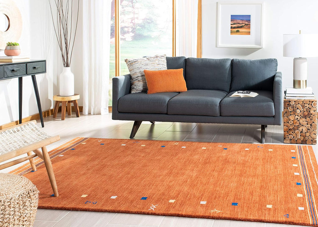 Himalaya Area Rug - 9' x 12', Rust, Handmade Boho Tribal Wool