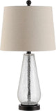Naila Modern Contemporary Farmhouse Clear Glass 26-inch Bedroom Living Room Home Office Desk Nightstand Table Lamp