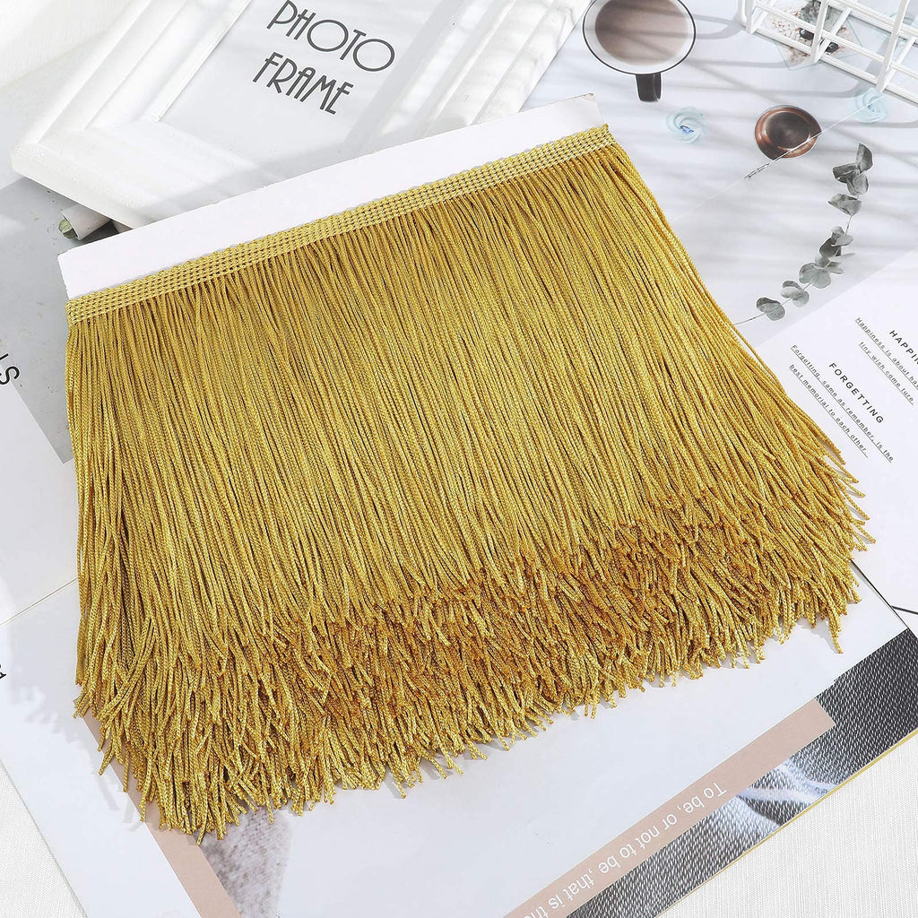 Sewing Fringe Trim for DIY Craft, Gold, 6 Inches Wide - 10 Yards