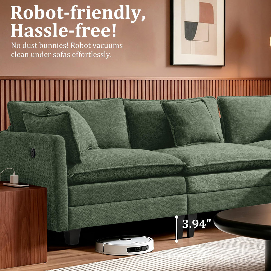 147" Oversized Modular Sectional Sofa with USB Charging Port, Water-Repellent Stain-Resistant Fabric, Deep Seat