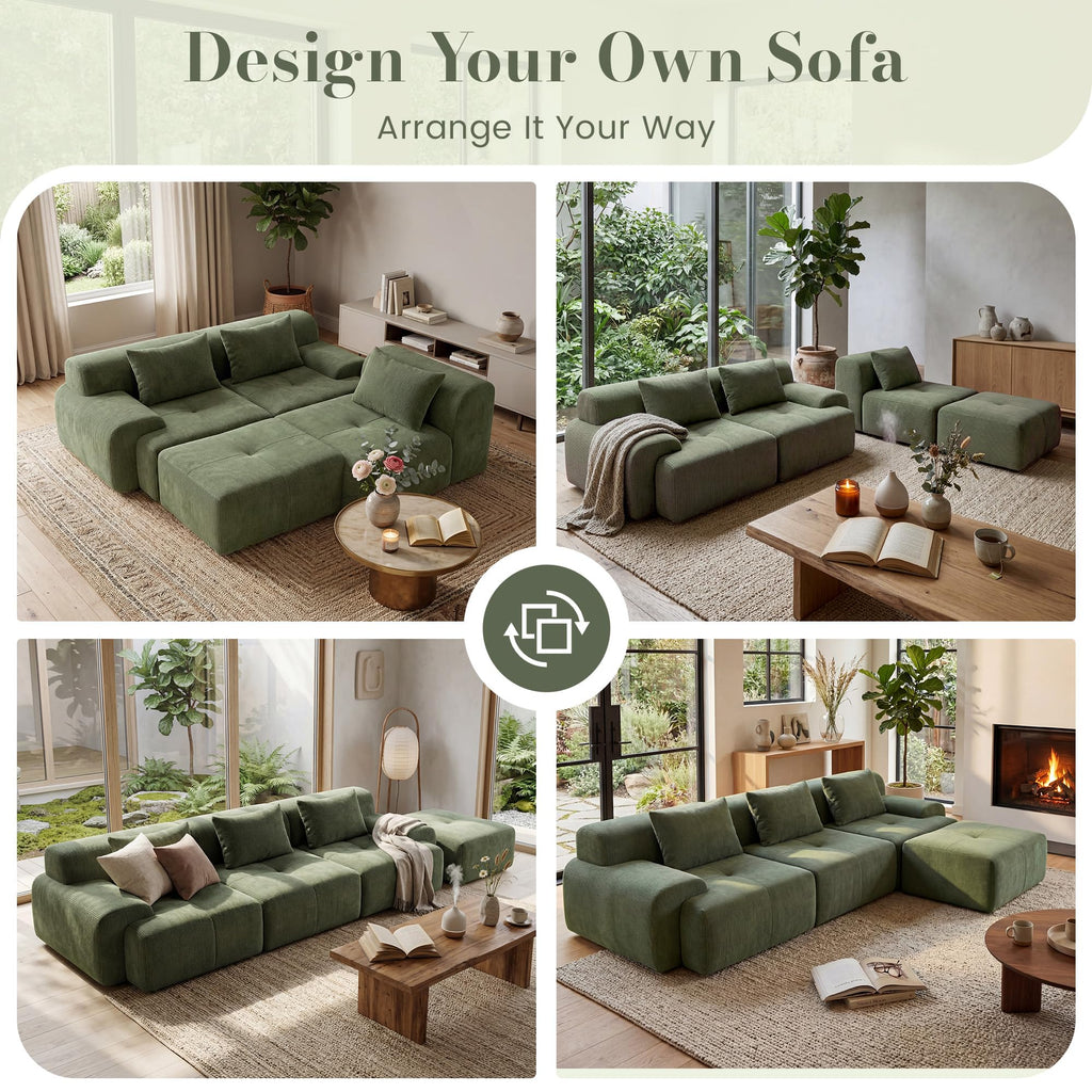108'' Modular Boneless Sofa, Sectional Couch