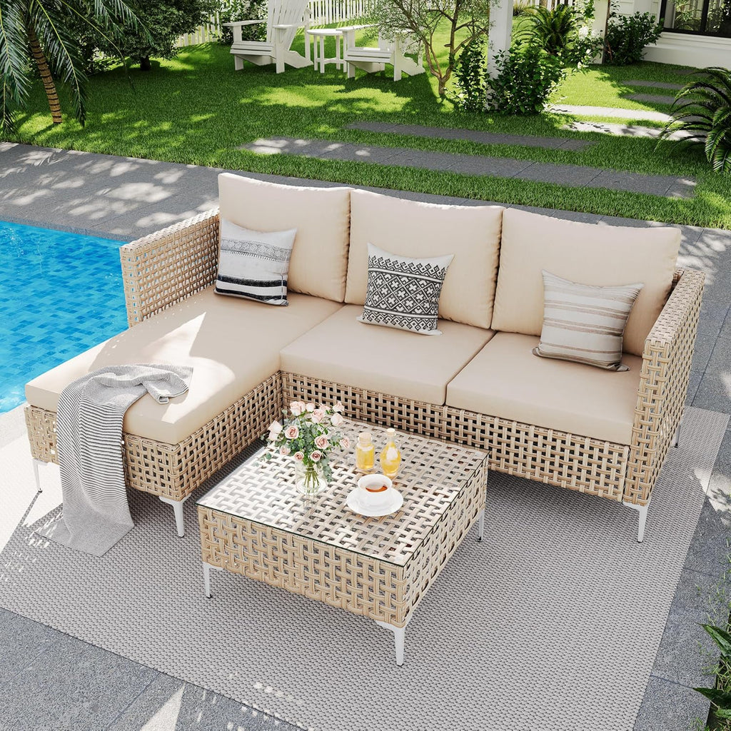 Wicker Outdoor Patio Furniture Set - Conversation | All-Weather Resistant with Thick Cushions for Patio, Garden & Porch