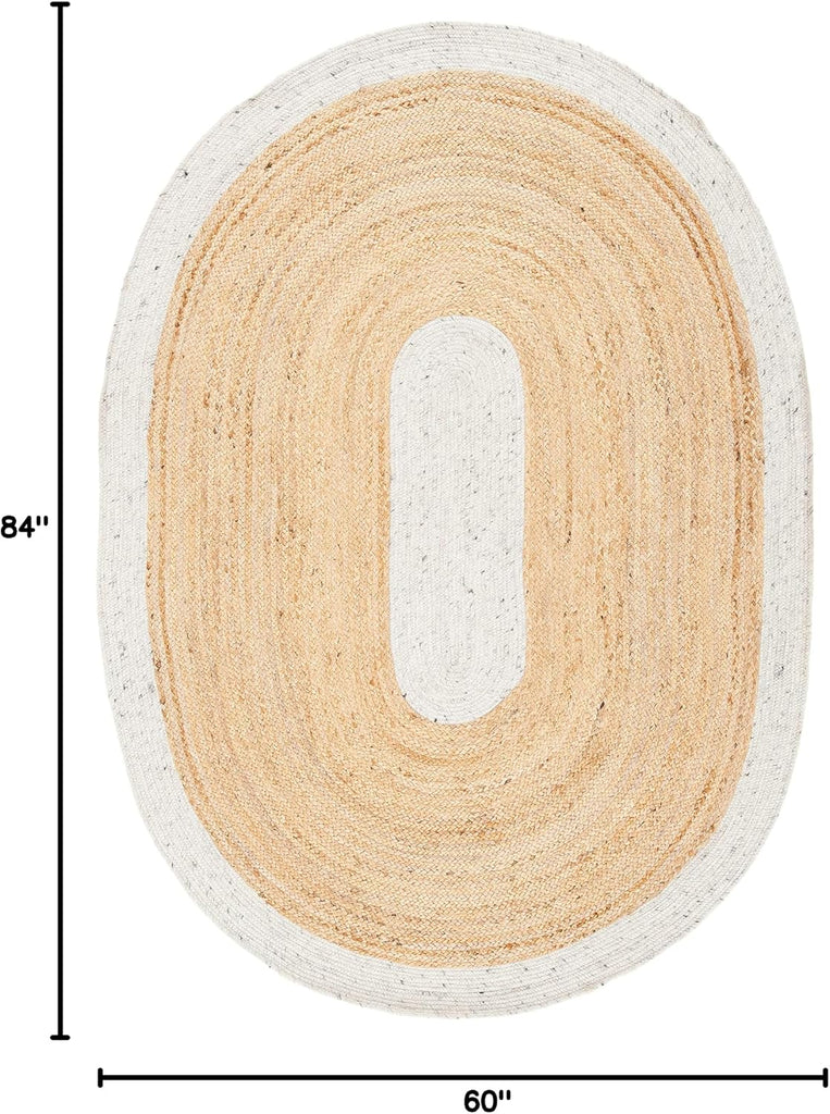 Braided Oval Rug, Wool Light Grey & Brown BRD910F