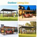 Louvered Pergola, 12' x 16' Outdoor Pergola, Metal Patio Gaz - Image 5