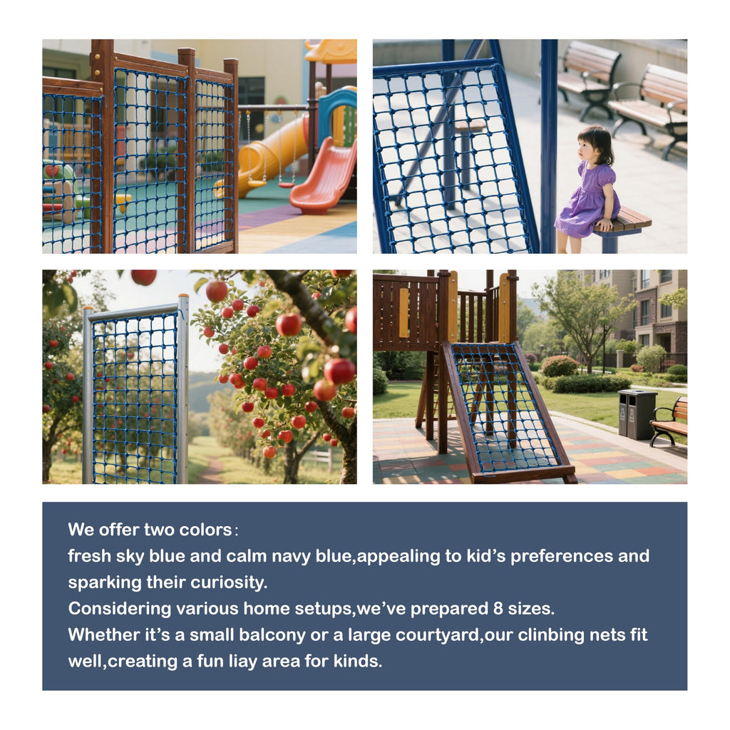 Upgraded Kids' Polyester Climbing Net, 8 Sizes, Heavy-Duty & Exquisite, Ideal for Indoor/Outdoor Playscapes