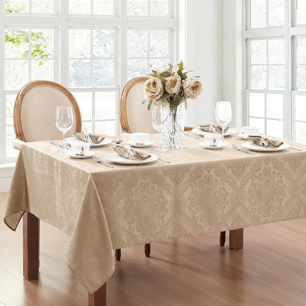 Home Fashions Caiden Elegance Damask Waterproof, Stain & Wrinkle Resistant Fabric Tablecloth, 60" x 