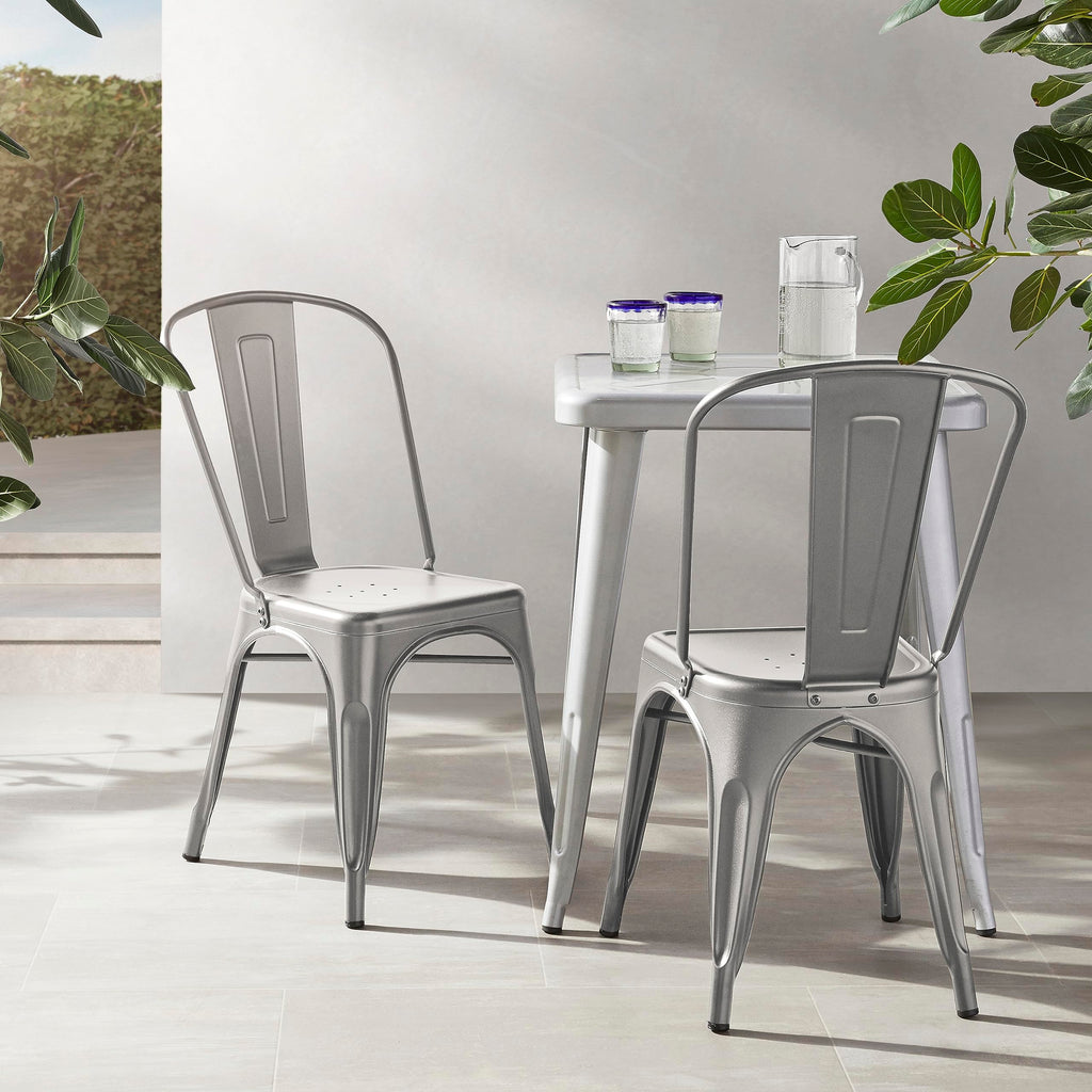 Metal Dining Chairs, Easy to Assemble, Indoor/Outdoor, Stackable, 330-Pound Capacity, Dark Gray, 4-Pack, 20.1 x 17.1
